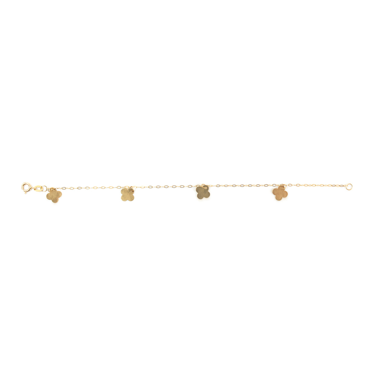 18K Gold Clover Charm Kids Bracelet