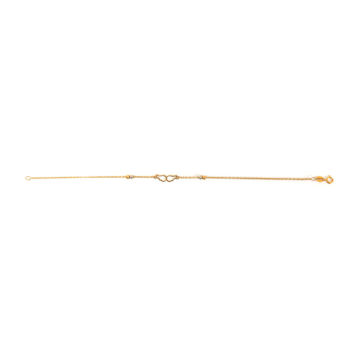 Gold anklet on a white background