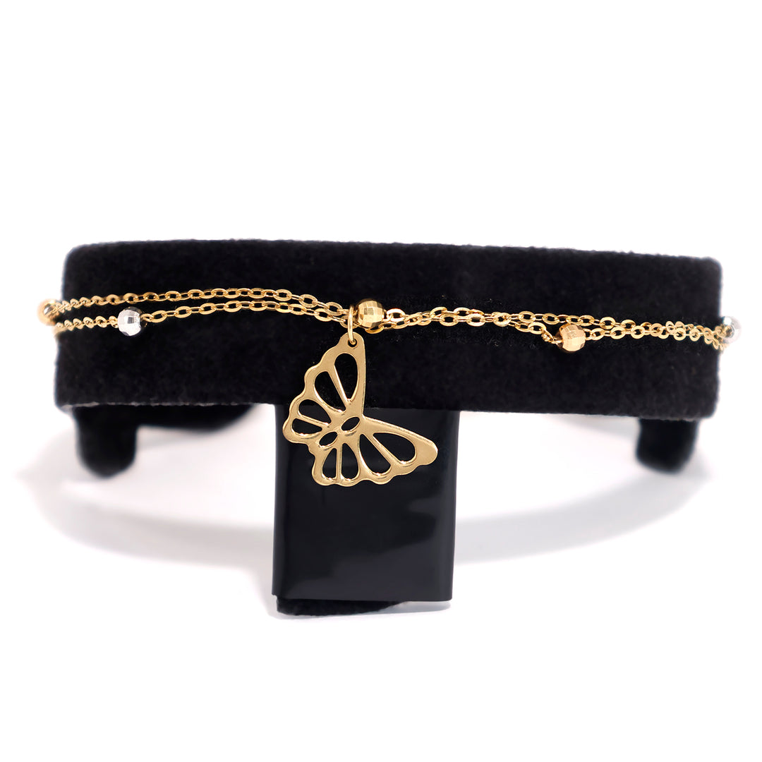 18K Gold Bracelet – butterfly charm chain design – Zero Making Charge - Main View