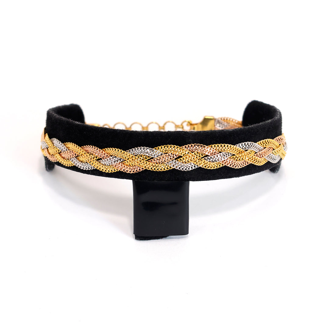 21K Gold Bracelet – Tri-Color Braided Link Design – Zero Making Charge - Main View