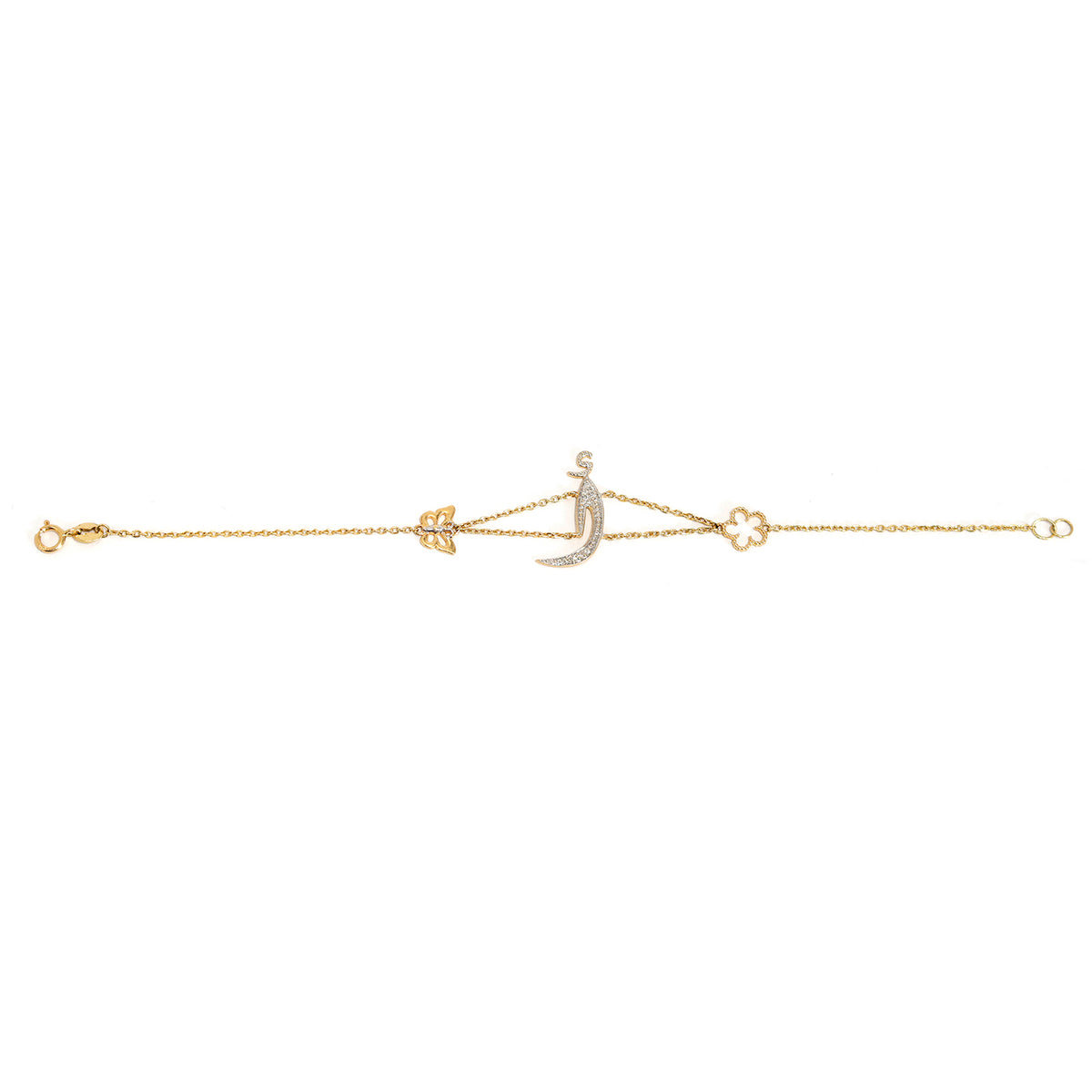 18K Gold Bracelet – shimmering mermaid-inspired charm paired – Full View