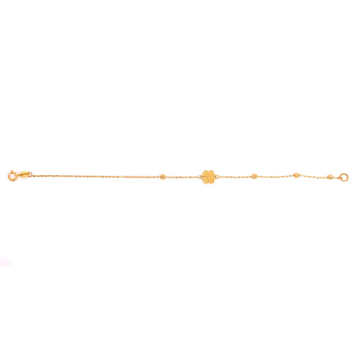 21K Gold Bracelet – Geometric Textured Charm Design – Full View