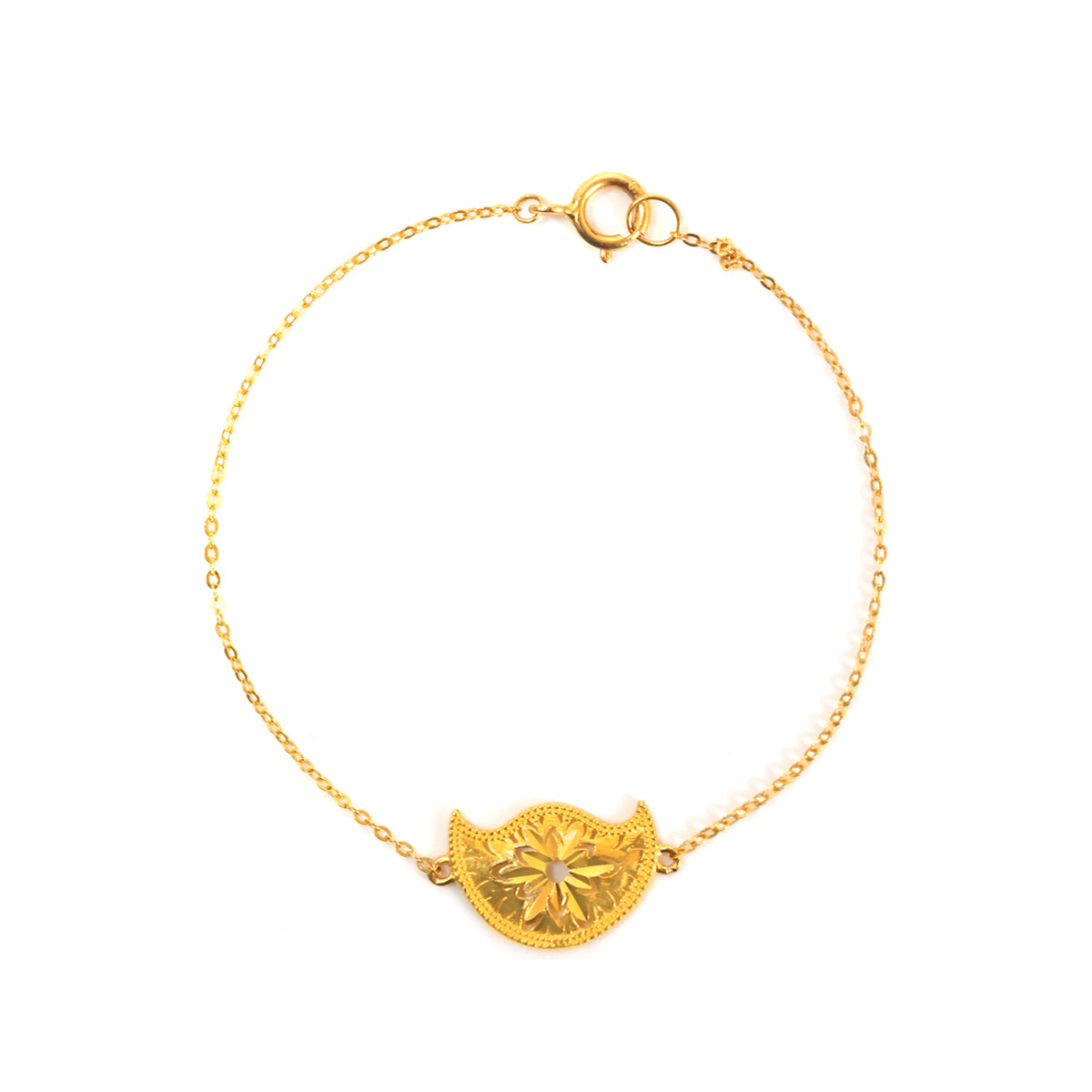 21K Gold Fan Flower Charm Bracelet