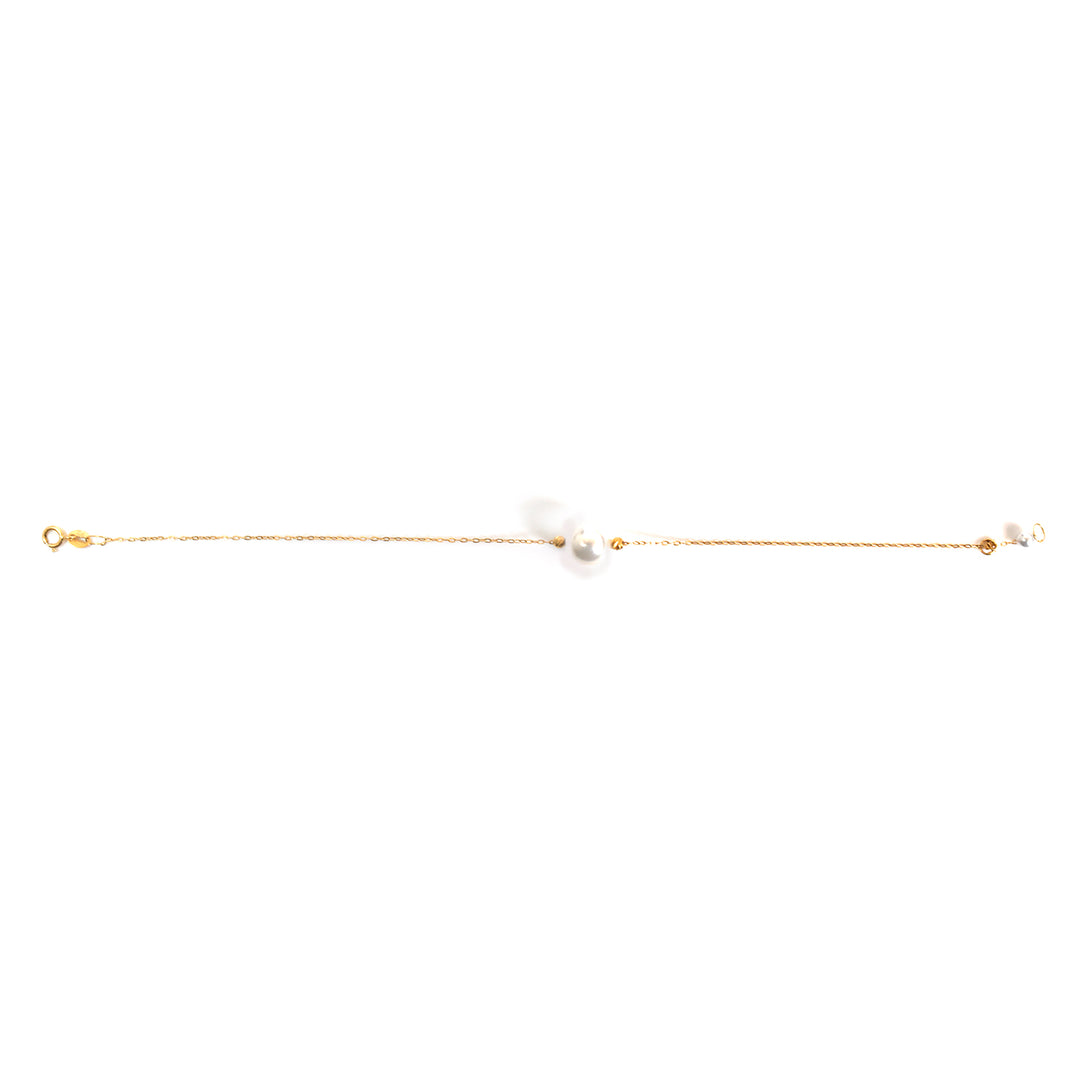 18K Gold Solitaire Pearl Bracelet - Zero making charge