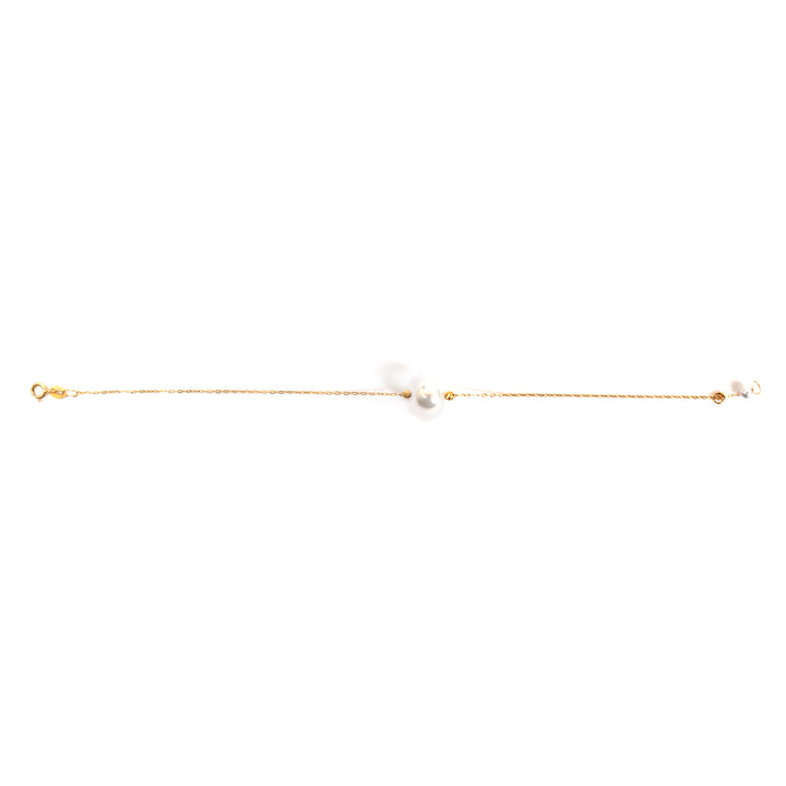 18K Gold Solitaire Pearl Bracelet - Zero making charge