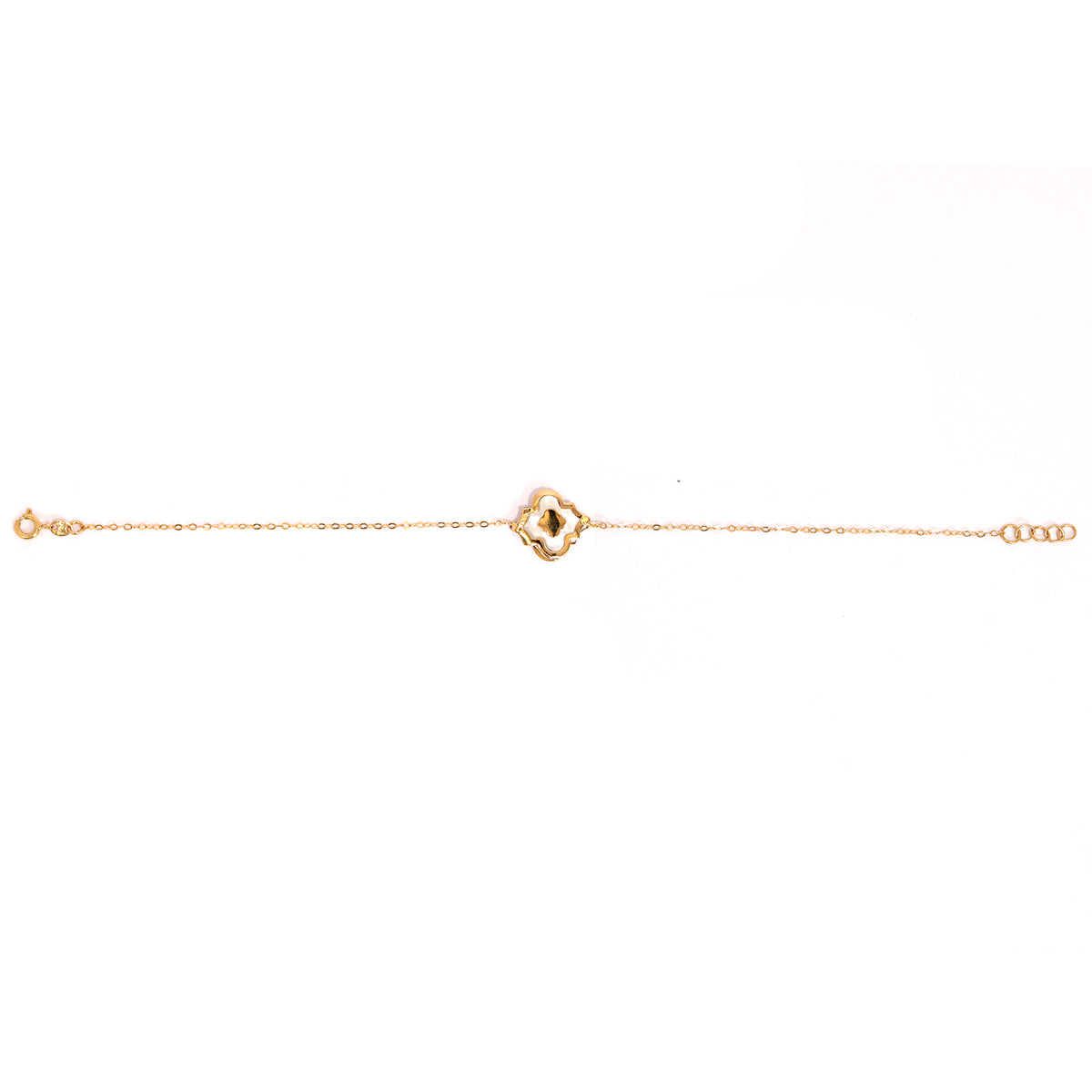 18K Gold Bracelet – Single Clover Charm Design – Zero Making Charge - Full View