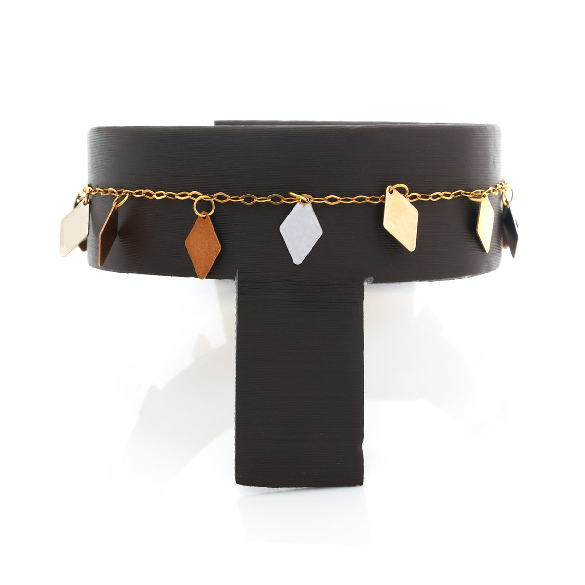 18K Gold Tri-Color Diamond Charm Bracelet