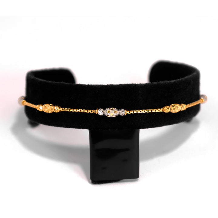 22K Gold Bracelet – Two-Tone Barrel Motif Design – Zero Making Charge - Main View