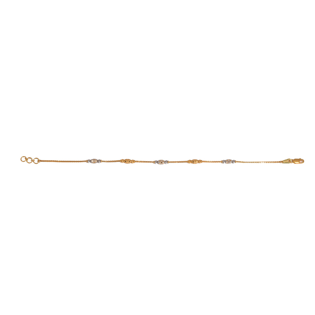 22K Gold Bracelet – Two-Tone Barrel Motif Design – Zero Making Charge - Full View
