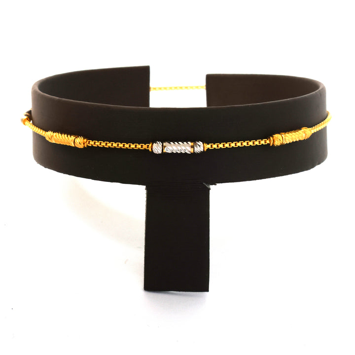 22K Gold Bracelet – Two-Tone Beaded Station Design