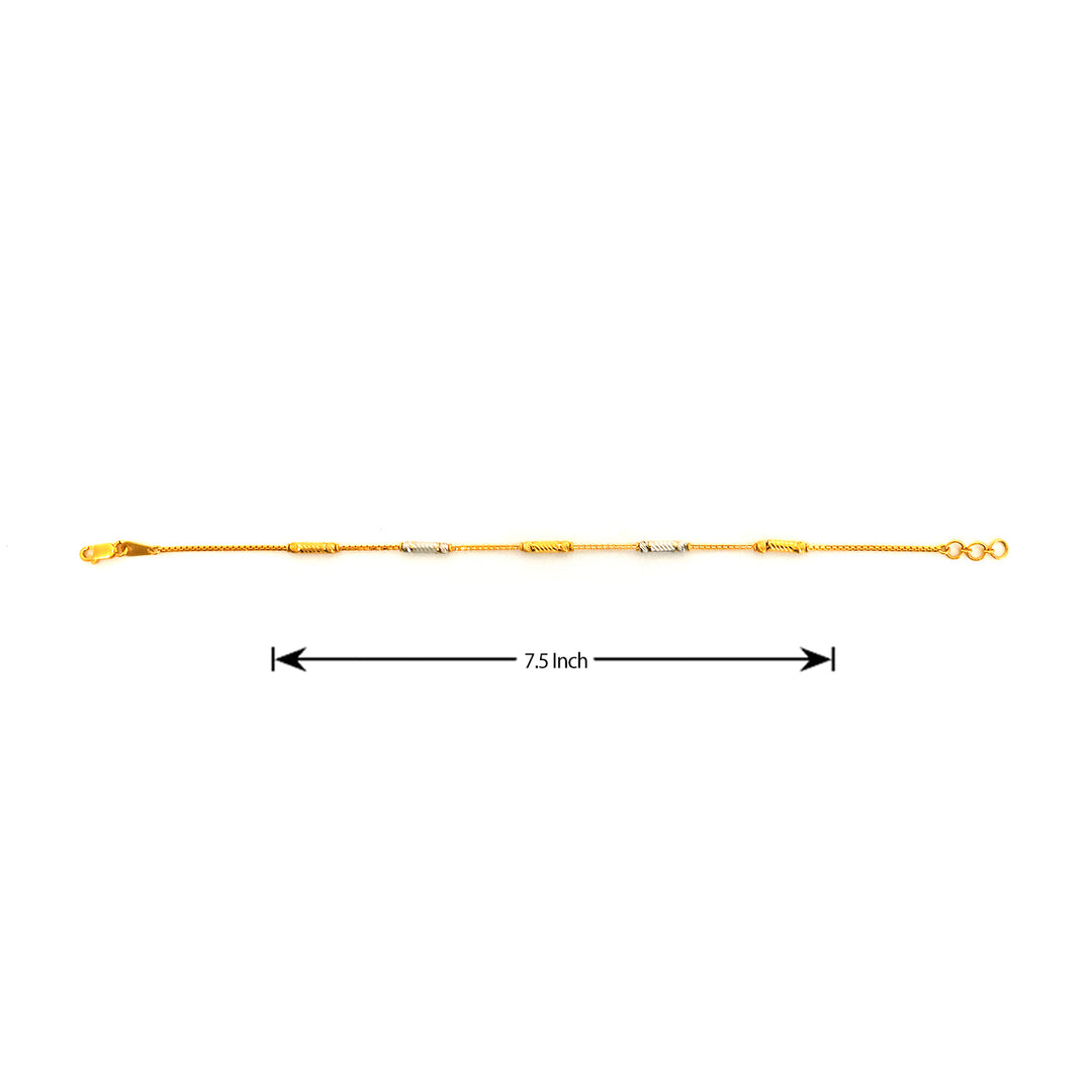22K Gold Bracelet – Two-Tone Beaded Station Design