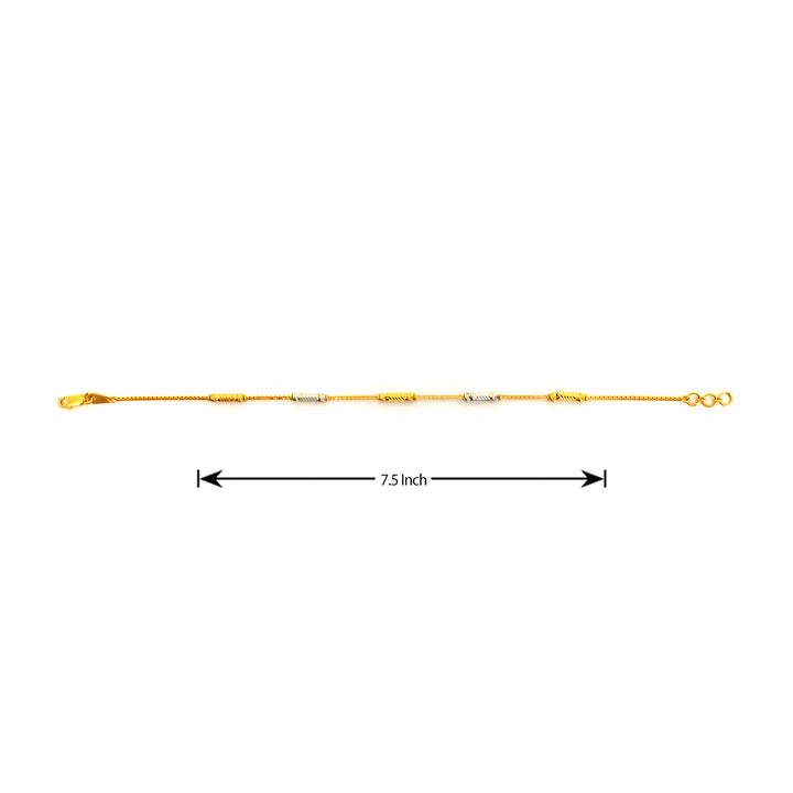 22K Gold Bracelet – Two-Tone Beaded Station Design