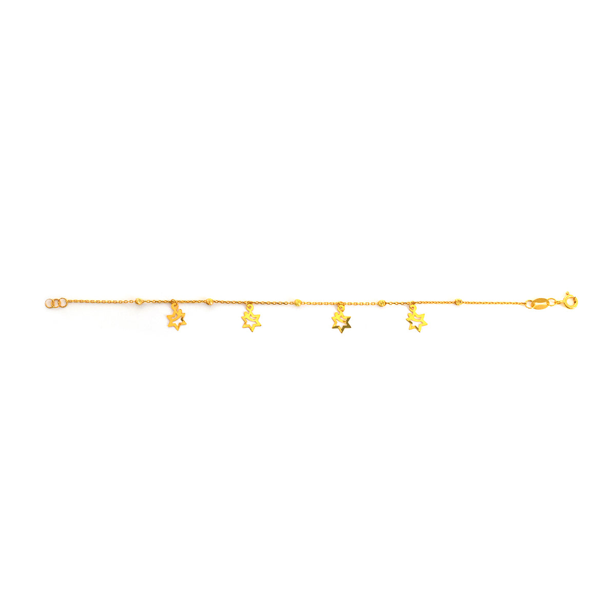 ذهب سوار مع نجمة-shaped charms on white background