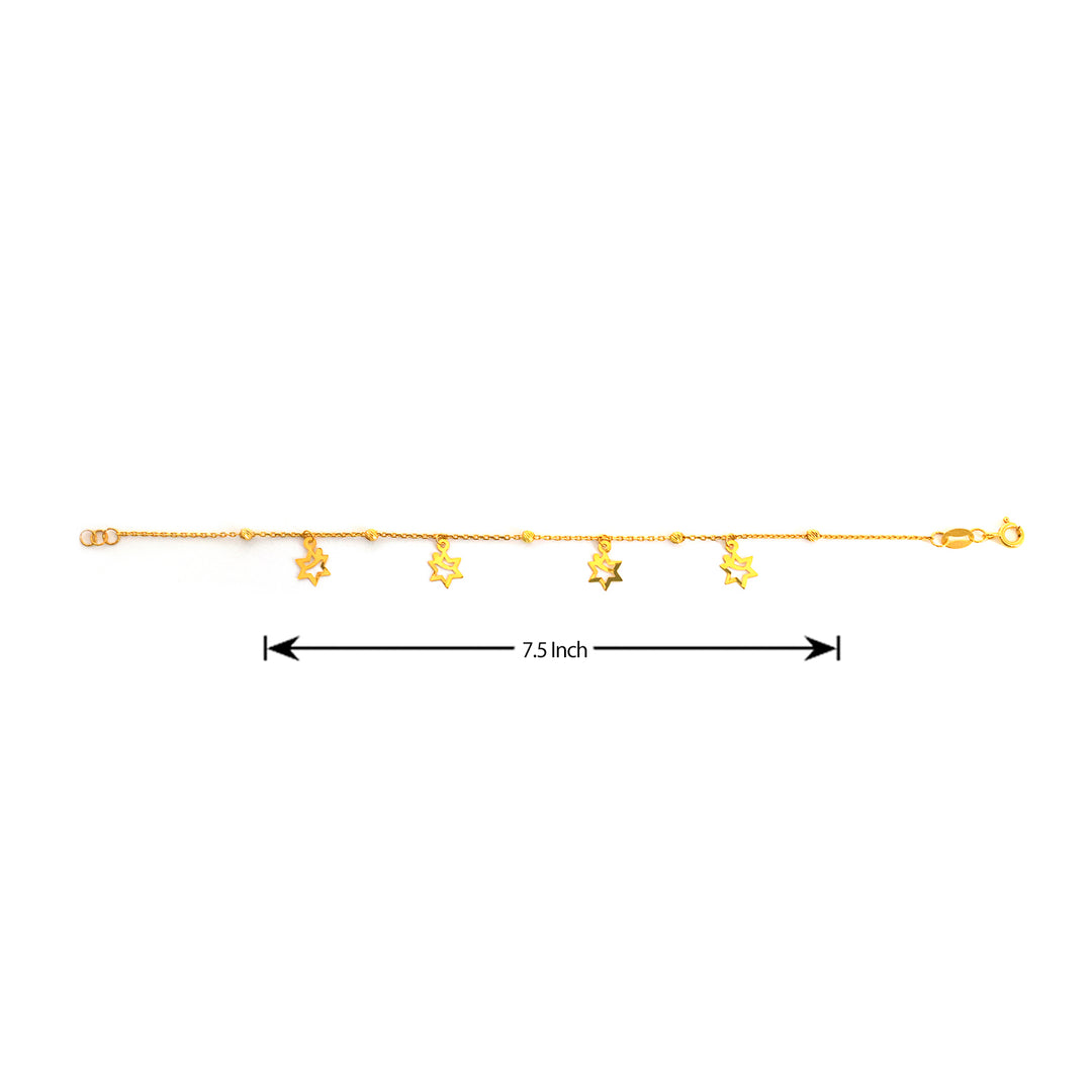 ذهب خلخال مع نجمة charms و measurement on white background