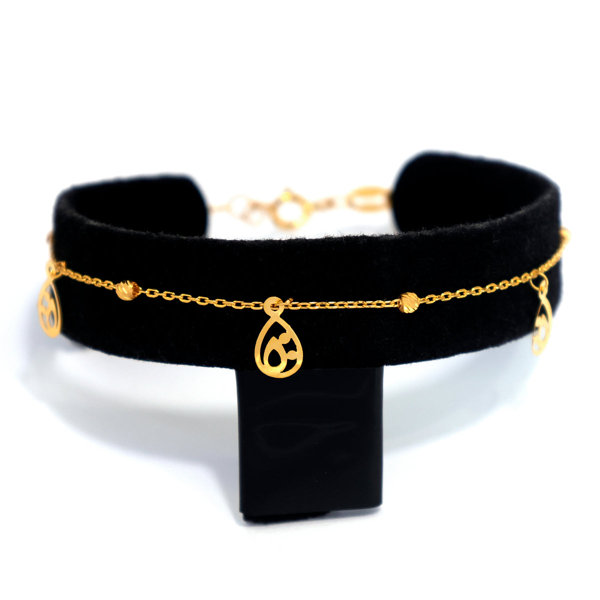 22K Gold Bracelet – Teardrop charm chain design – Zero Making Charge - Main View