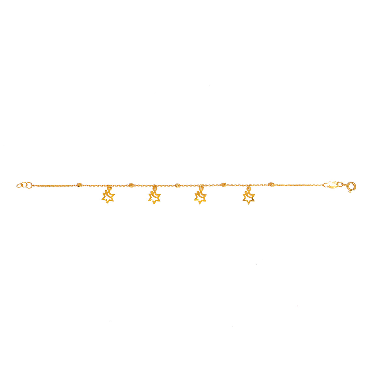 22K Gold Bracelet – Star charm chain design – Zero Making Charge - Full View