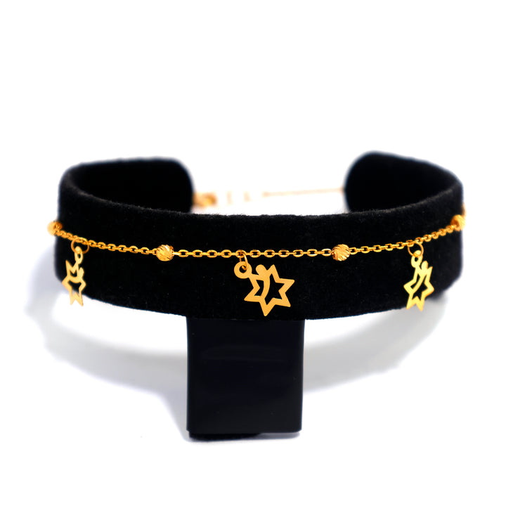 22K Gold Bracelet – Star charm chain design – Zero Making Charge - Main View