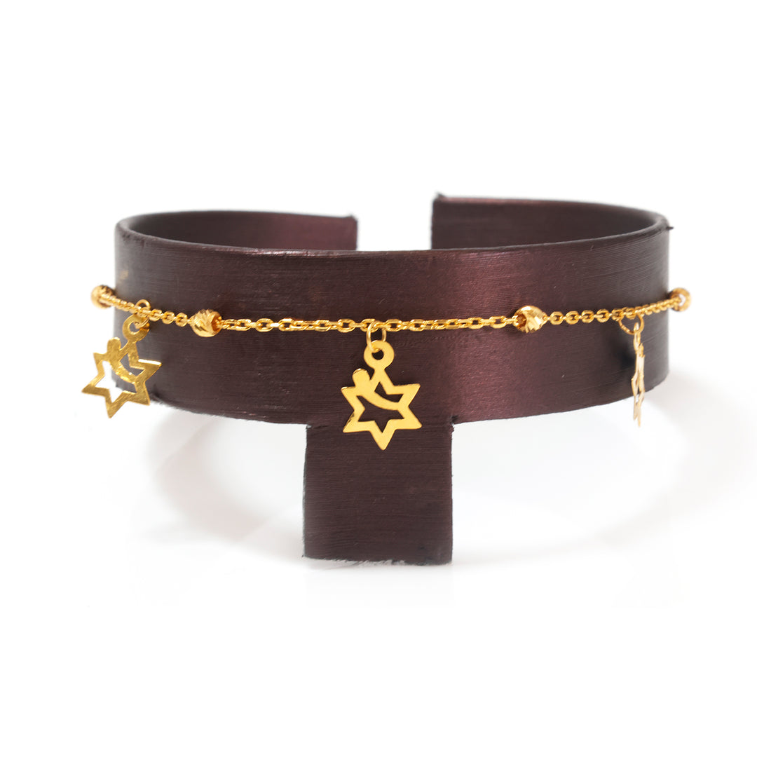 22K Gold Marquise &amp; Star Charm Bracelet