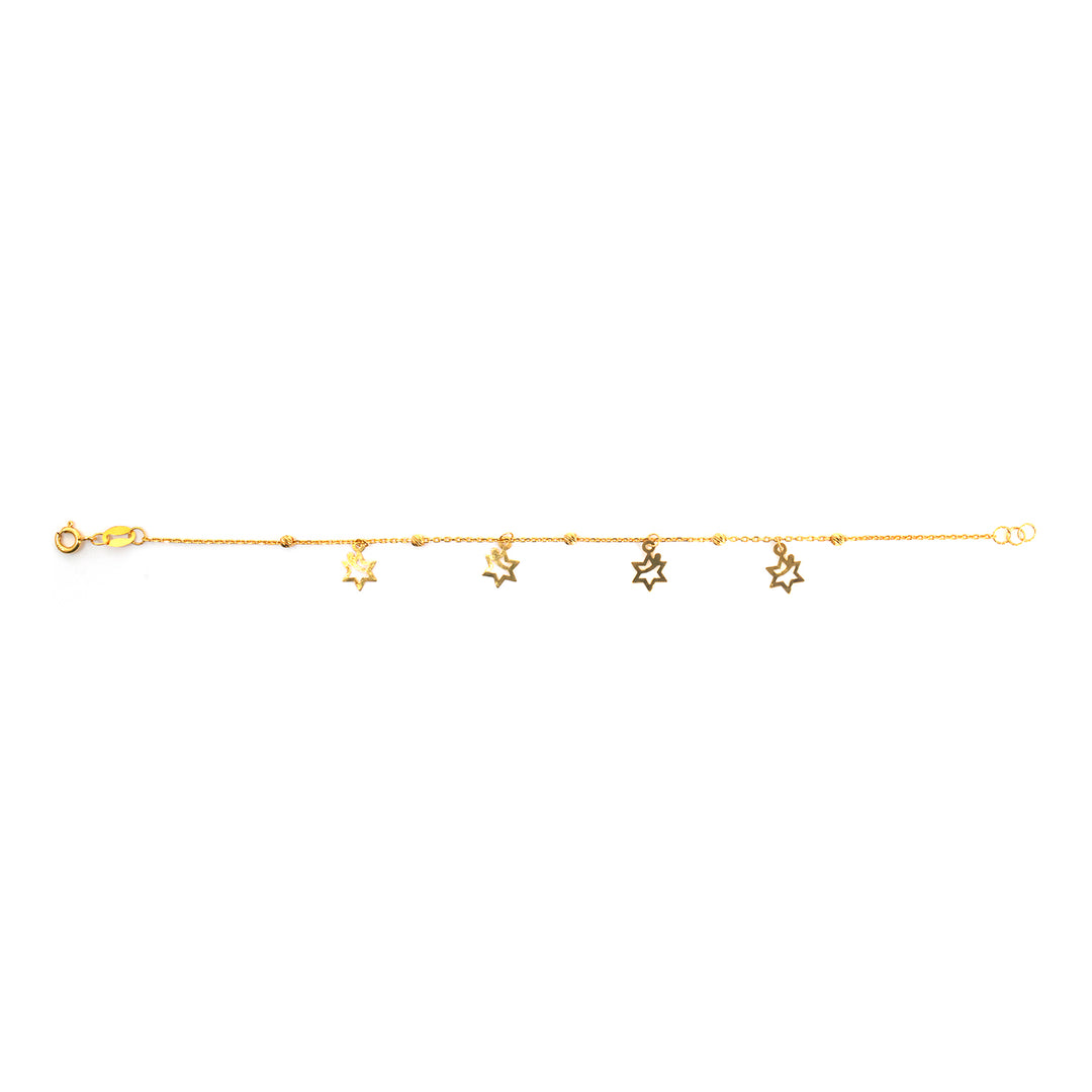22K Gold Marquise &amp; Star Charm Bracelet