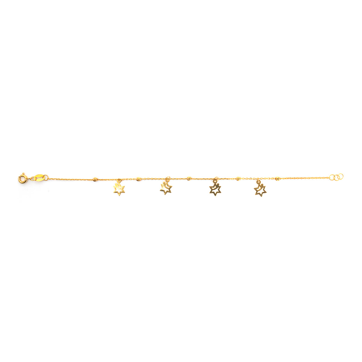 22K Gold Marquise & Star Charm Bracelet