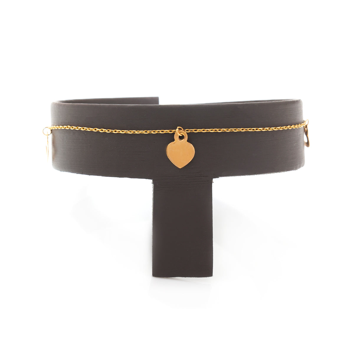 21K Gold Classic Heart Tag Charm Bracelet