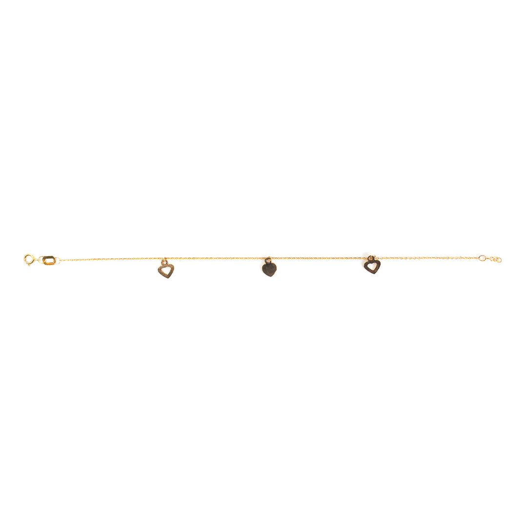 21K Gold Classic Heart Tag Charm Bracelet