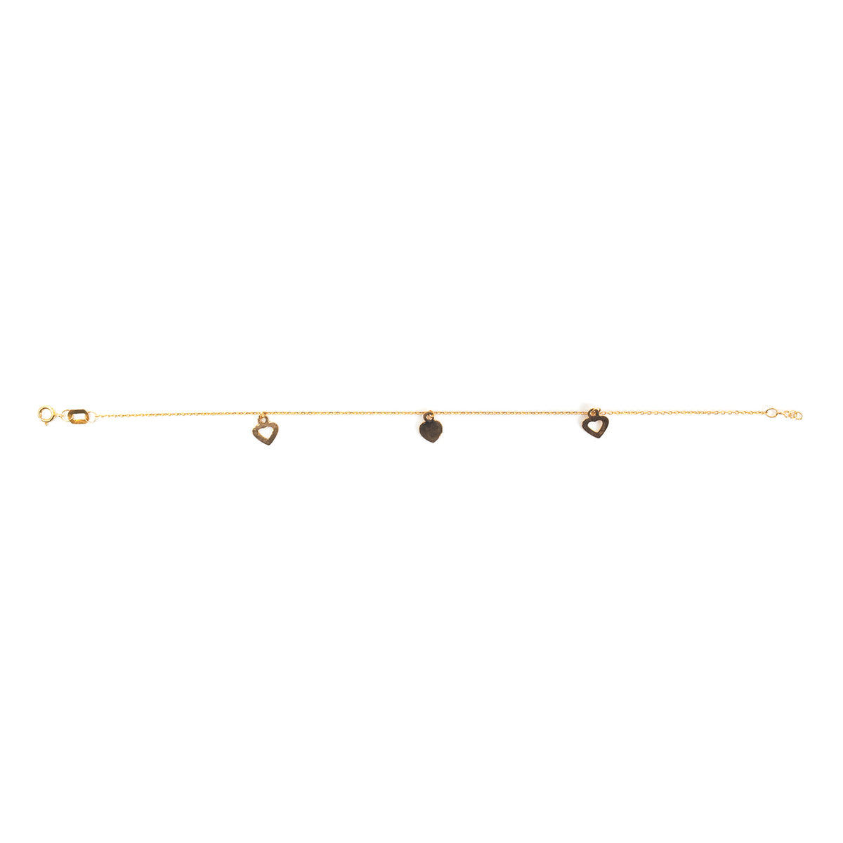 21K Gold Classic Heart Tag Charm Bracelet