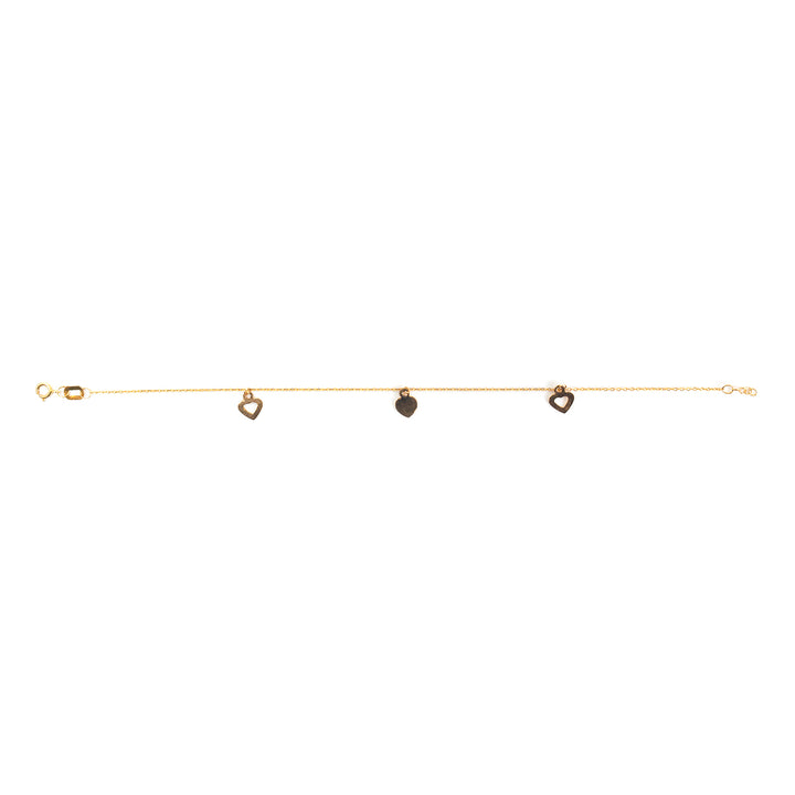 21K Gold Classic Heart Tag Charm Bracelet