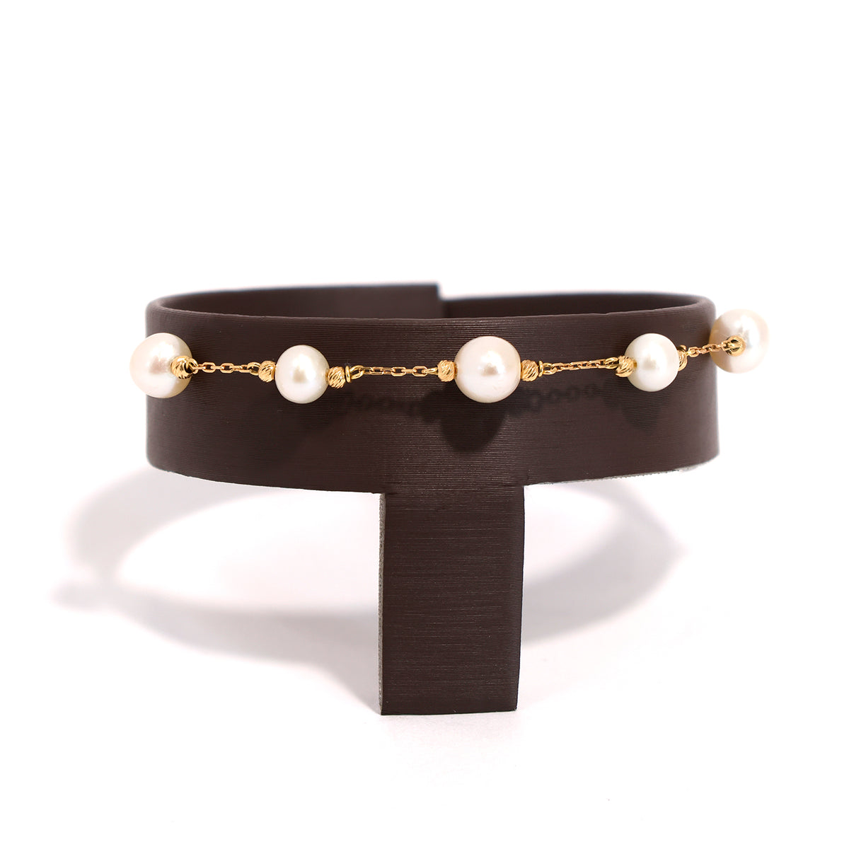 18K Gold Bracelet – Yellow Stone-Set Classic Design (7 inches) - Main View