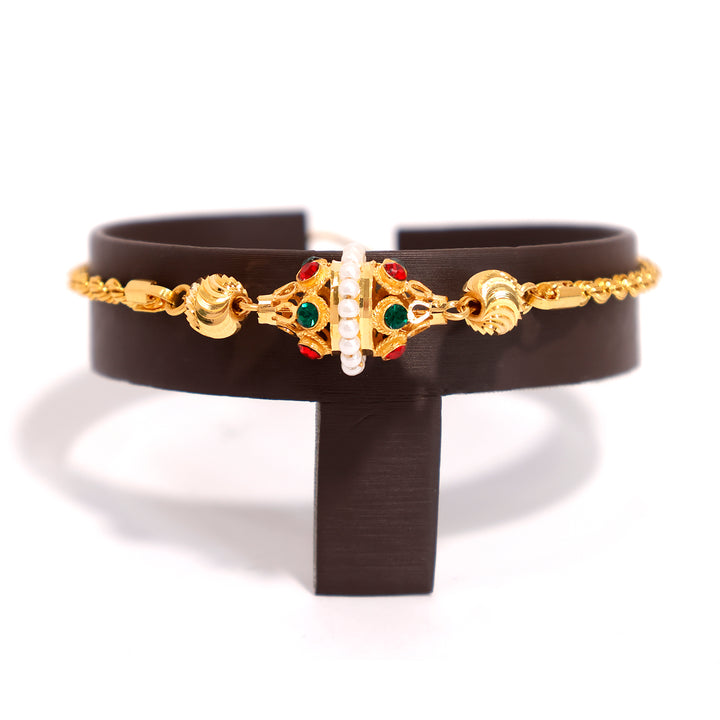 21K Gold Bracelet – Delicate Stone-Set Chain Design – Main View 