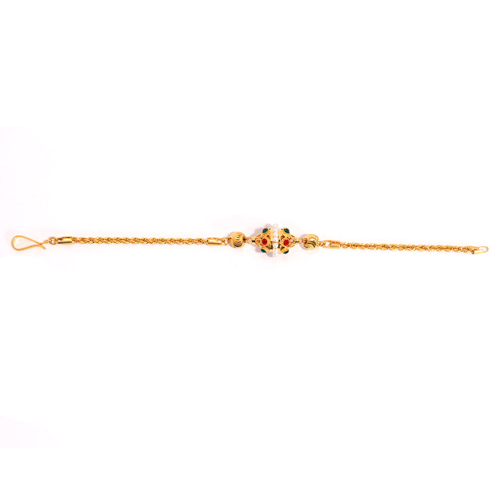 21K Gold Bracelet – Delicate Stone-Set Chain Design – Full View