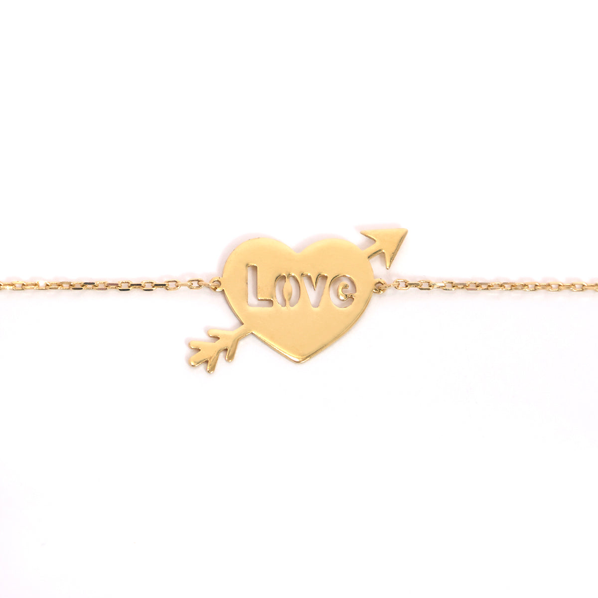 18K ذهب سوار – Love قلب Arrow Design – بدون مصنعية - Close View