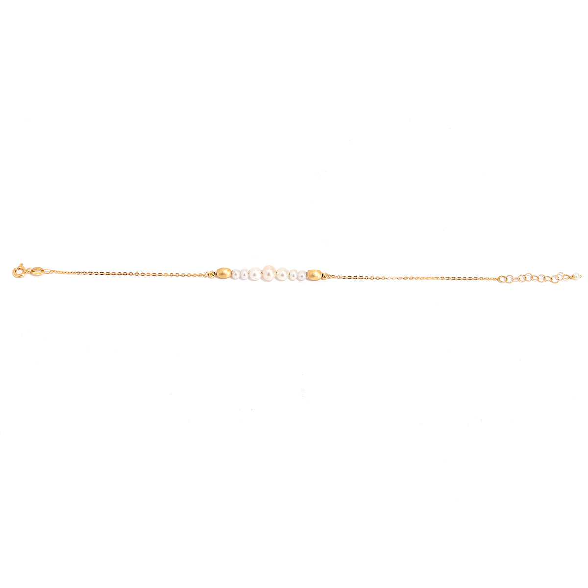 18K Gold Bracelet – Yellow Stone-Set Classic Design (8 inches) – Full View