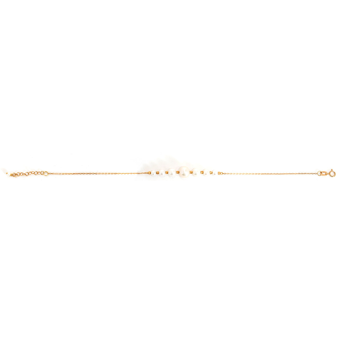 18K Gold Pearl Bracelet - Elegant Minimal Design - Full View
