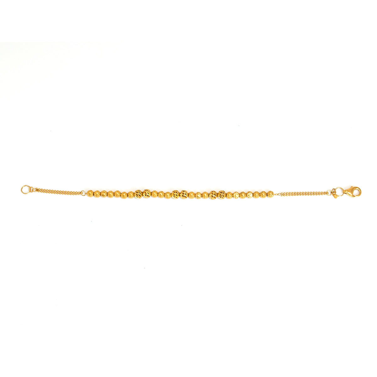Gold chain bracelet on a white background
