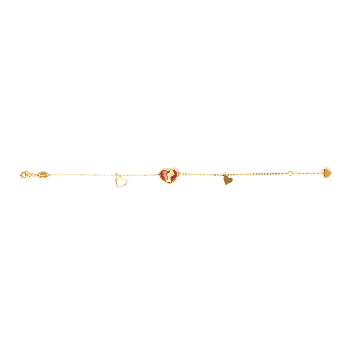ذهب خلخال مع قلب-shaped charms on white background