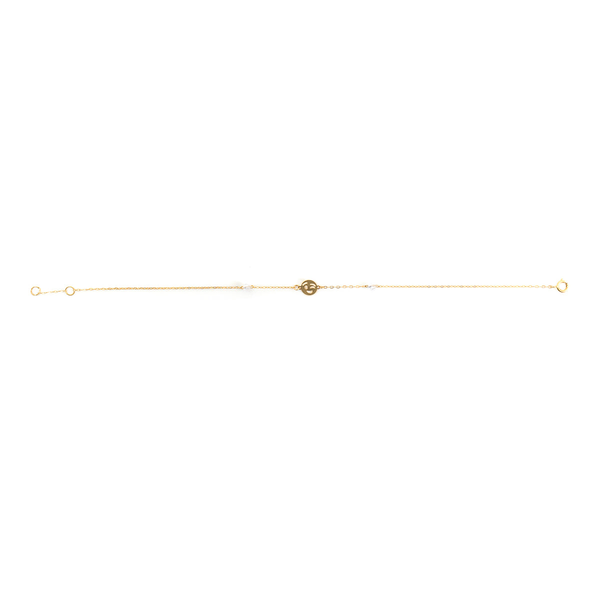 18K Gold Winking Smiley Charm Bracelet