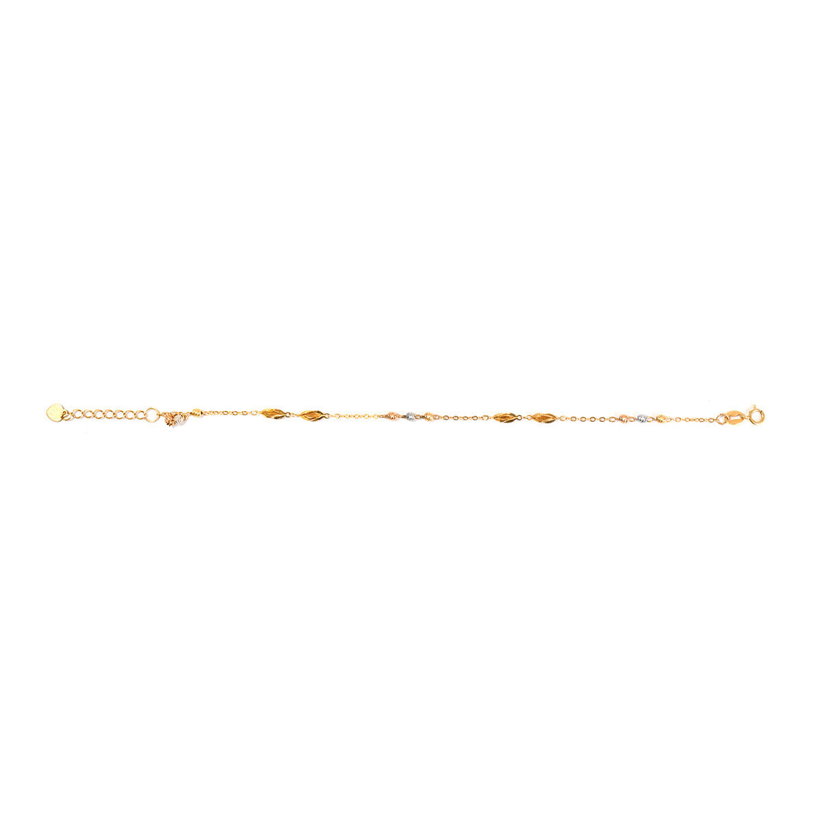 Gold bracelet on a white background