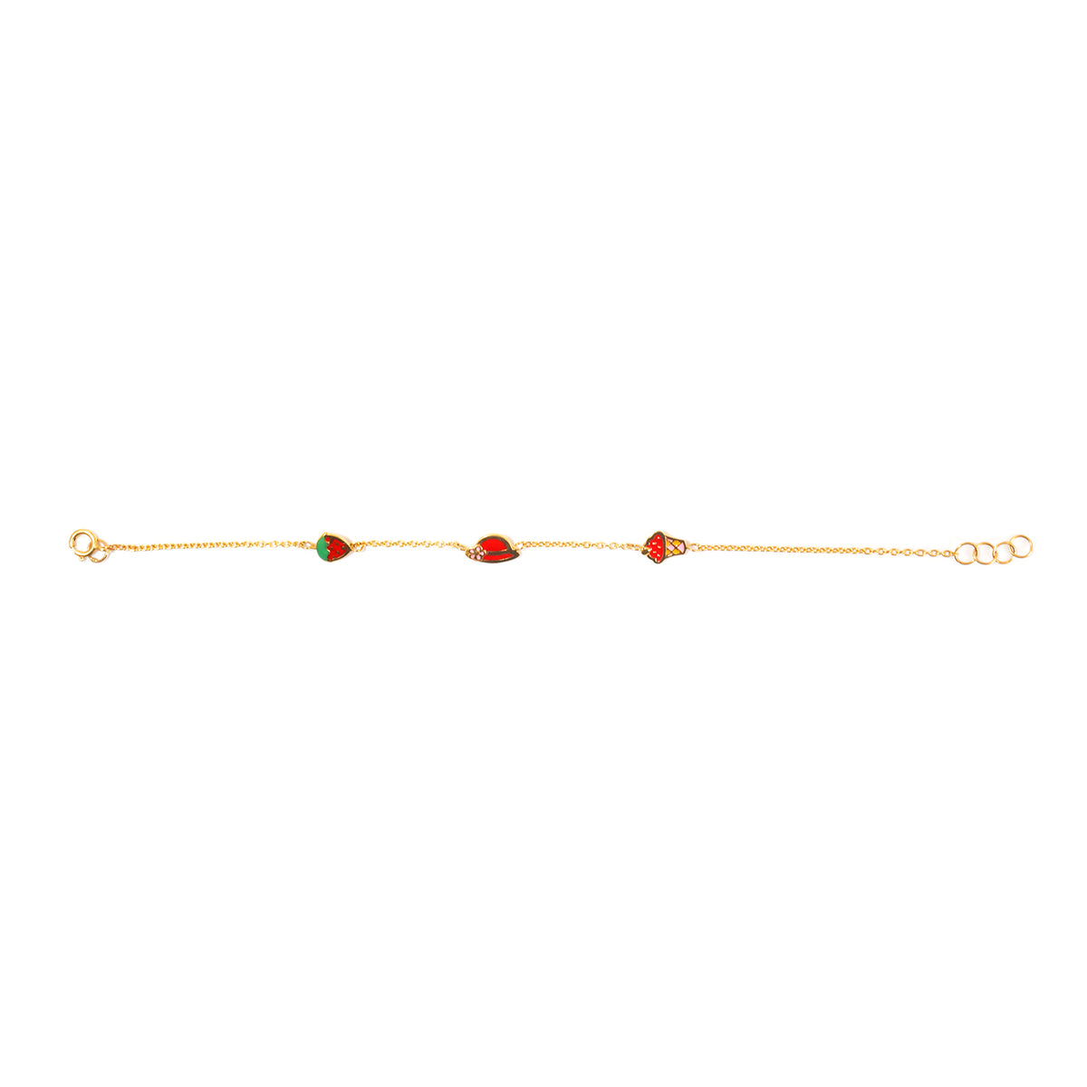 22K Gold Enamel Heart & Flower Charm Bracelet - Zero making charge