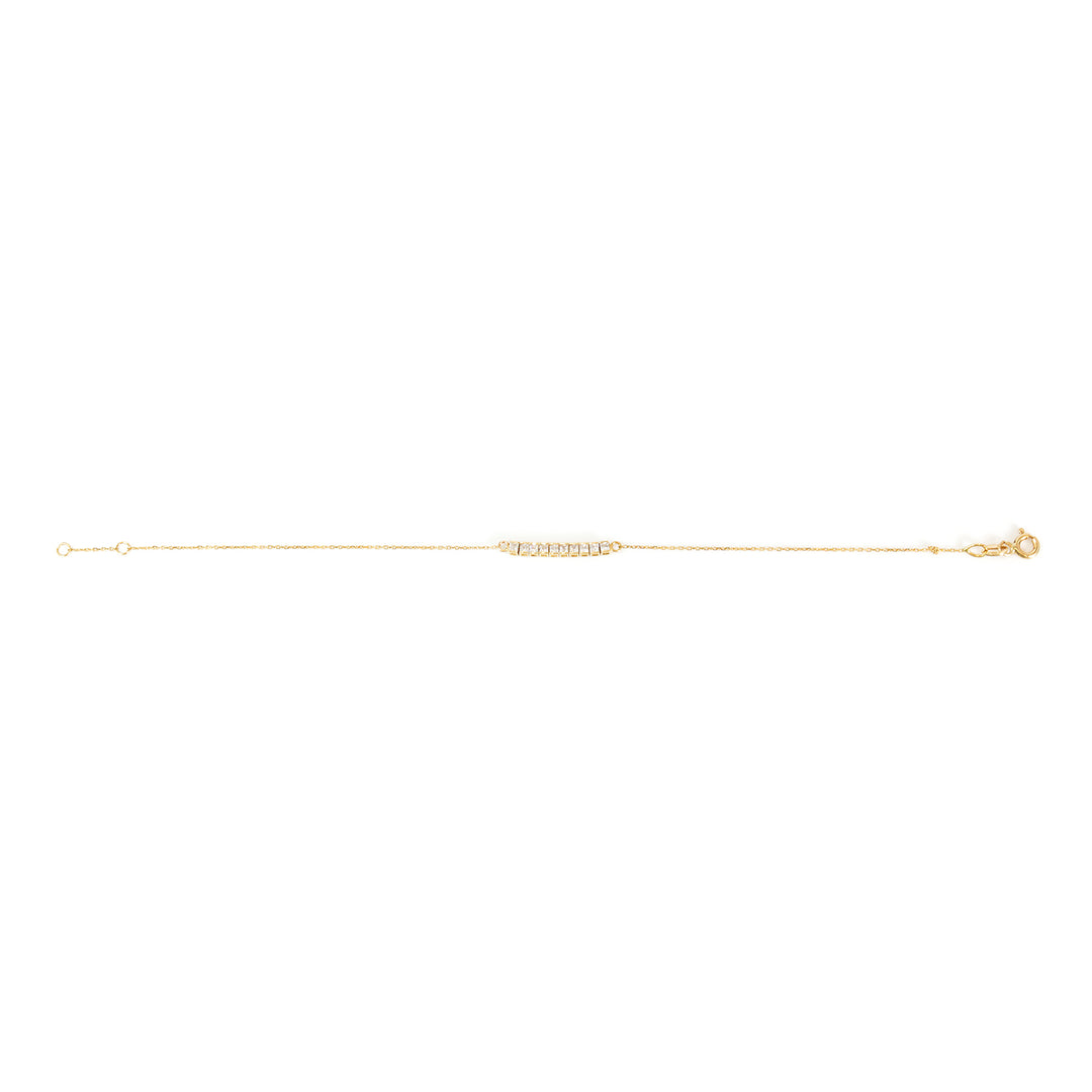 18K Gold Bracelet – Slim Square-Stone Bar Design