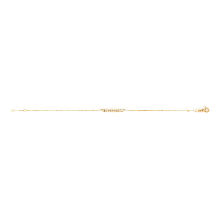 18K Gold Bracelet – Slim Square-Stone Bar Design