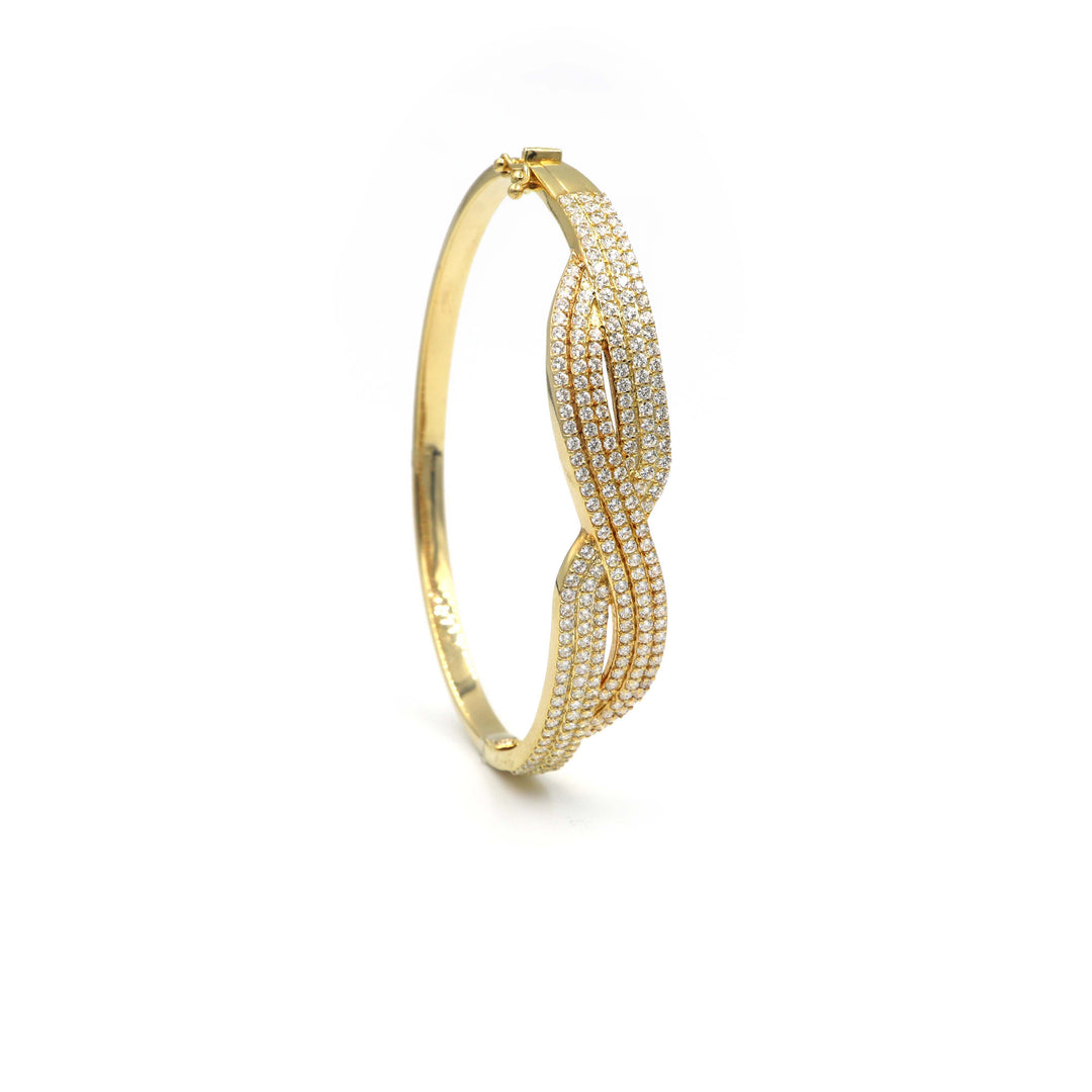 18K Yellow Gold & Diamond Modius Strip Bangles