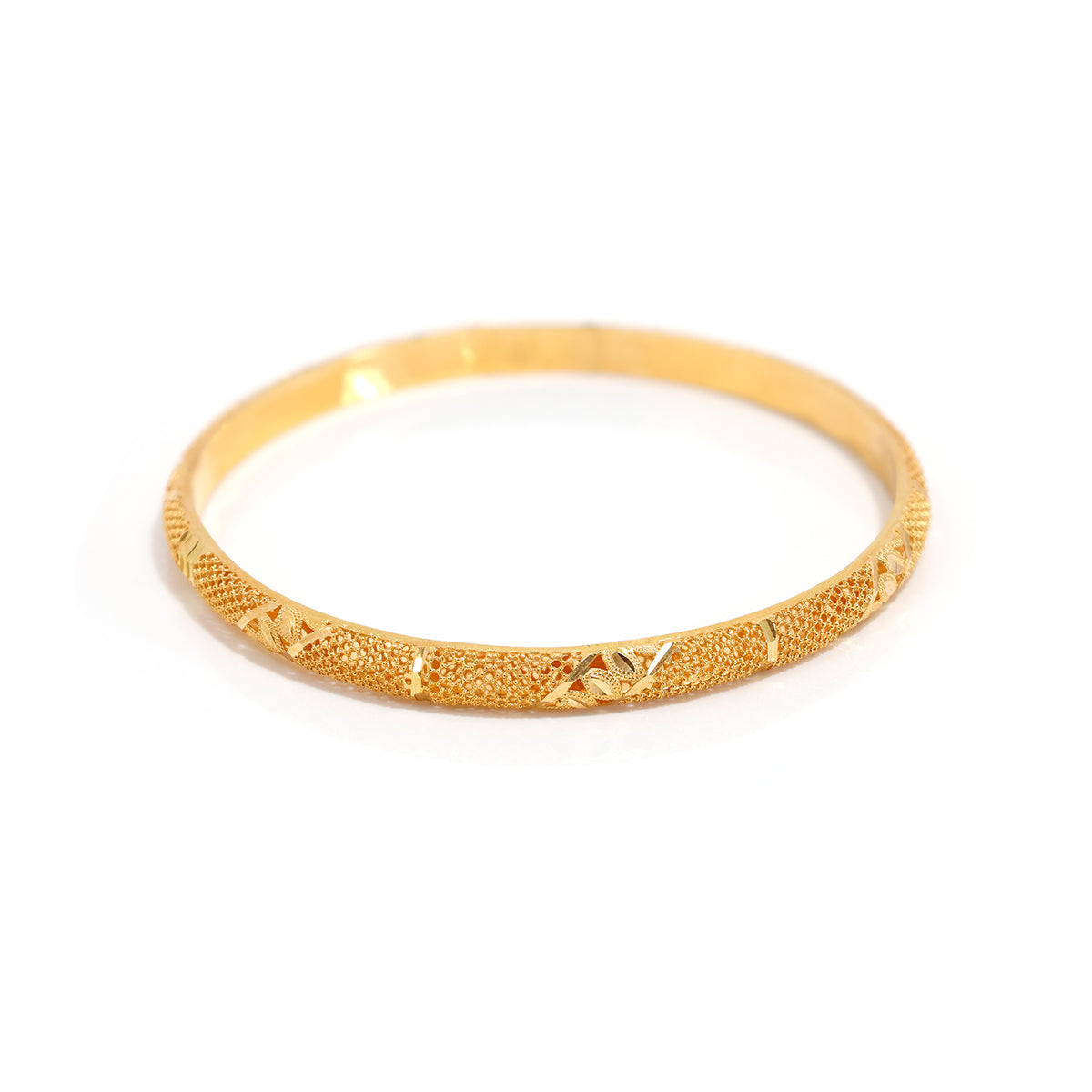 21K Textured Gold Bangle - Granulated Design - Zero Making Charge - Close View