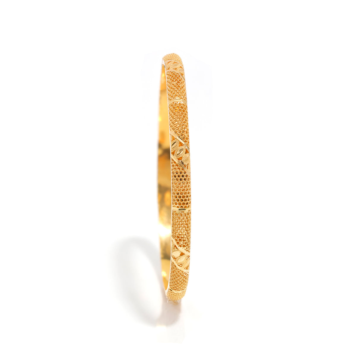 21K Textured Gold Bangle - Granulated Design - Zero Making Charge - Main View