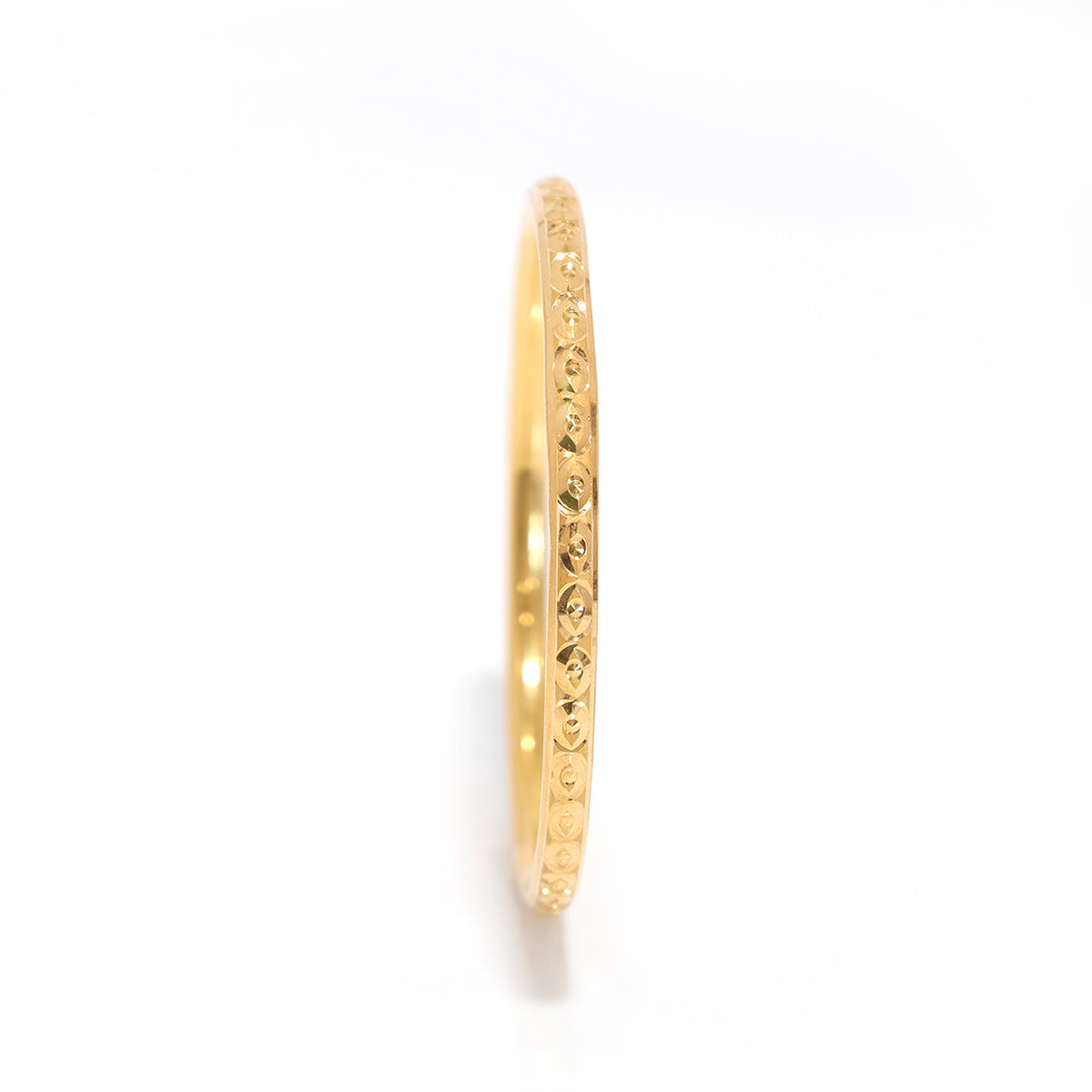 21K Gold Slim Bangle with Intricate Carved Pattern - Zero Making Charge - Main View