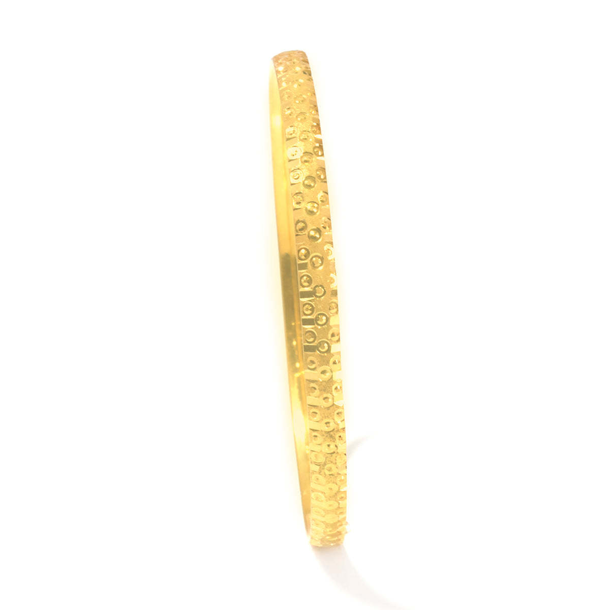 21K Gold Hammered Dot Bangle