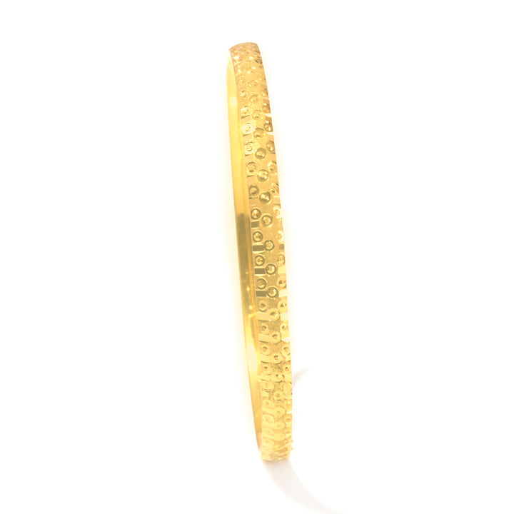 21K Gold Hammered Dot Bangle