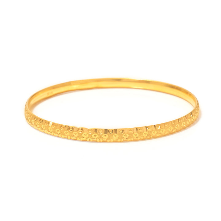 21K Gold Hammered Dot Bangle