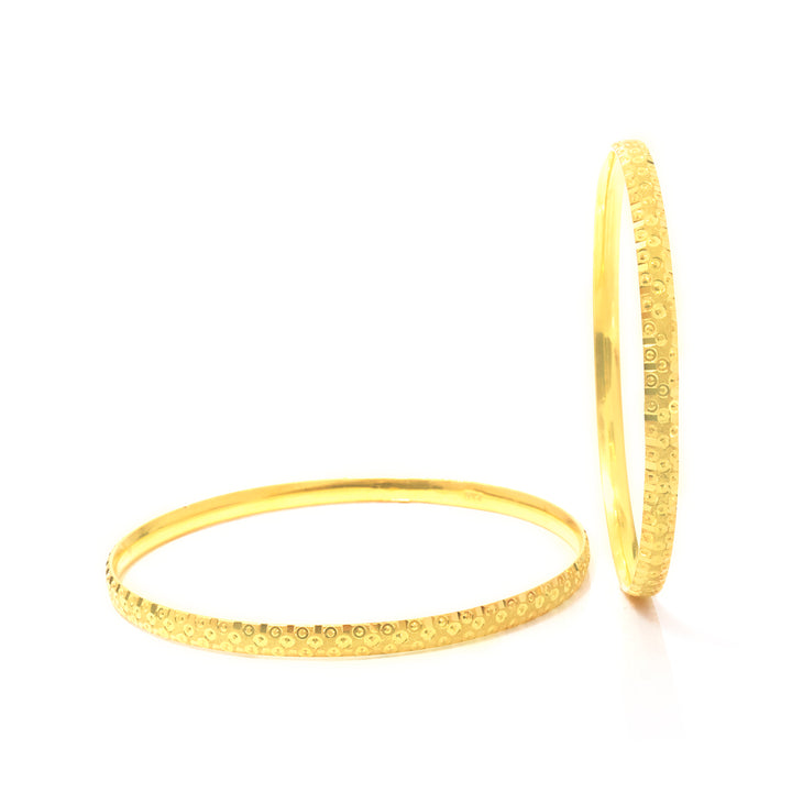 21K Gold Hammered Dot Bangle