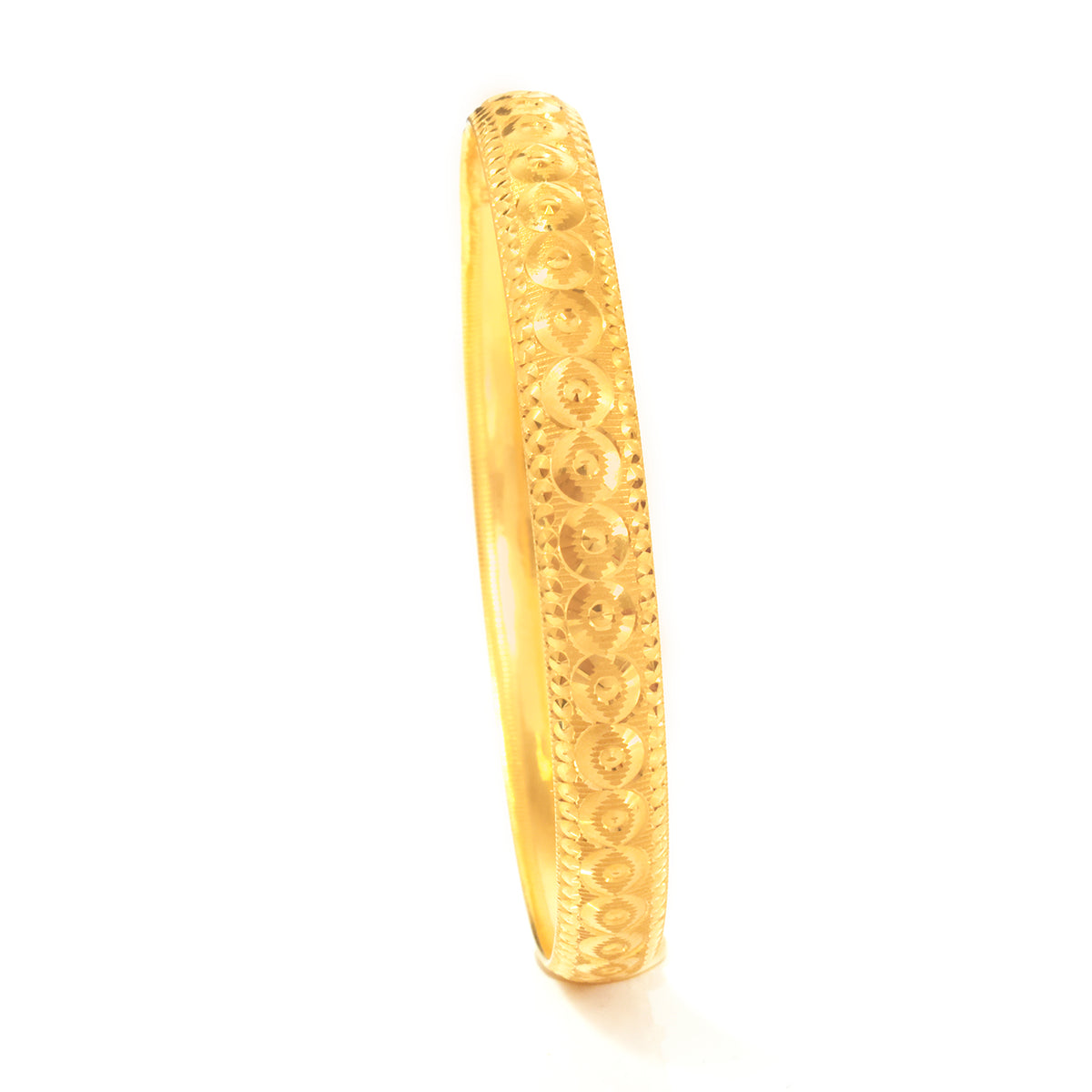 21K Gold Engraved Sunburst Bangle